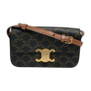 Celine Claude Shoulder Bag Tan Triomphe Canvas